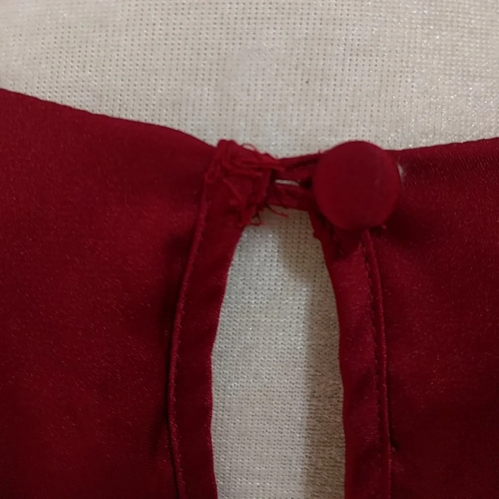 RARE - Red Shiny Flutter Sleeve Tie + Elastic Waist Top - Picture 4 of 6